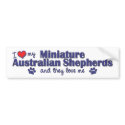 I Love My Mini Australian Shepherds (Multi Dogs) bumper stickers by thatsalottadogs I Love My Mini Australian Shepherds (Multi Dogs) bumper stickers