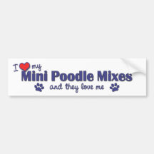 I Love My Mini Poodle Mixes (Multiple Dogs) Bumper Stickers