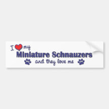 I Love My Miniature Schnauzers (Multiple Dogs) Bumper Sticker