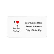 I love my mom & dad address label