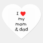 I love my mom & dad heart stickers