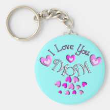 I Love My MOM Pink hearts Key Chains
