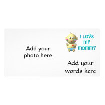 I love my mommy Bouncing Baby with Heart & Rattles Photo Cards