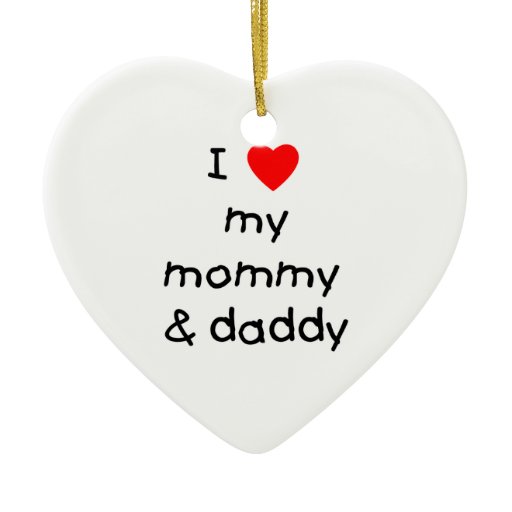 I Love My Mommy & Daddy DoubleSided Heart Ceramic Christmas Ornament
