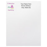 I love my mommy (pink bear w/ star) letterhead template