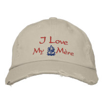 I Love My Mother In French Stone II Embroidered Baseball Cap
