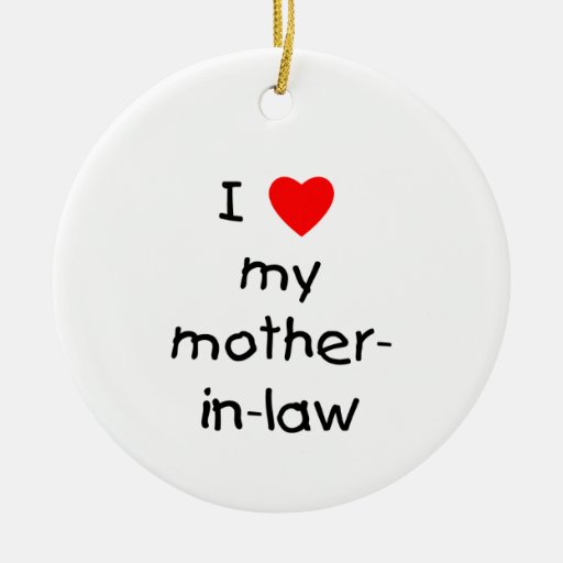 I love my motherinlaw DoubleSided ceramic round christmas ornament