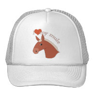I Love My Mule Red Flaxen Trucker Hats
