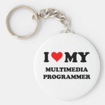 I Love My Multimedia Programmer Keychain