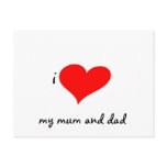 I LOVE MY MUM AND DAD POSTCARD