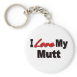 I Love My Mutt Dog Keychain