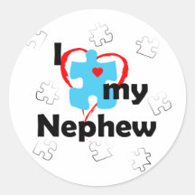 I Love My Nephew - Autism Round Sticker
