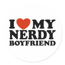 I Love My Nerdy Boyfriend Round Stickers