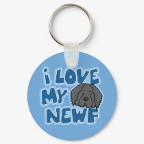 I Love My Newf Keychain