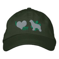 I Love my Newfoundland Embroidered Hat (Green) embroidered hats