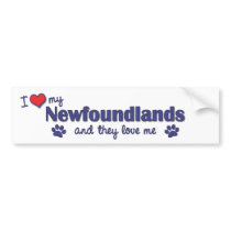 I Love My Newfoundlands (Multiple Dogs) bumper stickers