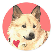 I Love my Norwegian Buhund Round Stickers