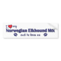 I Love My Norwegian Elkhound Mix (Male Dog) bumper stickers