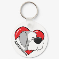 I Love my Old English Sheepdog Keychain