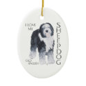 I Love My Old English Sheepdog Christmas Tree Ornament