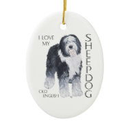 I Love My Old English Sheepdog ornament