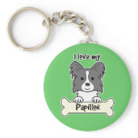 I Love My Papillon Keychain
