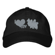 I Love my Papillon Monochrome embroidered hats