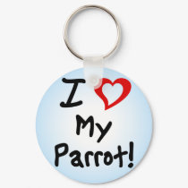 I Love my Parrot Keychain by MenagerieMayhem I Love my Parrot Keychain
