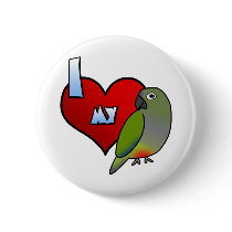 I Love my Patagonian Conure buttons by MenagerieMayhem I Love my Patagonian Conure buttons