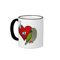 I Love my Patagonian Conure mugs by MenagerieMayhem I Love my Patagonian Conure mugs