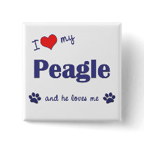 I Love My Peagle (Male Dog) buttons