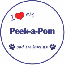 I Love My Peek-a-Pom (Female Dog) Ornament photo sculptures by dogadoodle I Love My Peek-a-Pom (Female Dog) Ornament photo sculptures