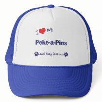 I Love My Peke-a-Pins (Multiple Dogs) hats