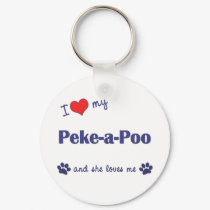 I Love My Peke-a-Poo (Female Dog) keychains