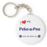 I Love My Peke-a-Poo (Female Dog) keychains