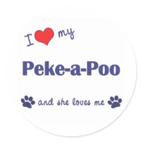 I Love My Peke-a-Poo (Female Dog) stickers