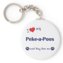 I Love My Peke-a-Poos (Multiple Dogs) Key Chains