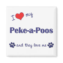 I Love My Peke-a-Poos (Multiple Dogs) magnets