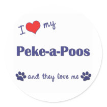 I Love My Peke-a-Poos (Multiple Dogs) stickers