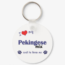 I Love My Pekingese Mix (Male Dog) keychains