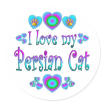I Love My Persian Cat Round Stickers