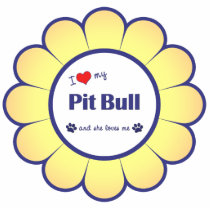 I Love My Pit Bull (Female Dog) Ornament photo sculptures