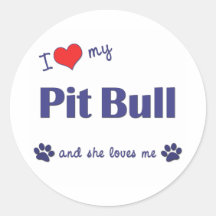 I Love My Pit Bull (Female Dog) Stickers
