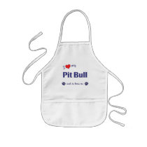 I Love My Pit Bull (Male Dog) Aprons