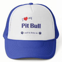 I Love My Pit Bull (Male Dog) Mesh Hats