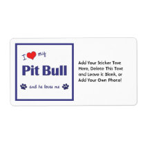 I Love My Pit Bull (Male Dog) Personalized Shipping Labels