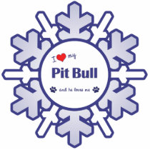 I Love My Pit Bull (Male Dog) Ornament photo sculptures