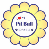 I Love My Pit Bull (Male Dog) Ornament photo sculptures