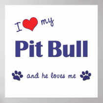 I Love My Pit Bull (Male Dog) Poster