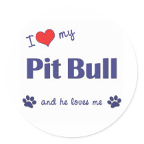 I Love My Pit Bull (Male Dog) Sticker
